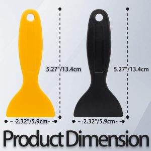 12pcs Plastic Spatula Scraper, Plastic Putty Scraper Air Bubble Remover, Paint Spatula Scraper Cleaner, Resin Print Scraper Sticker Installation Tool for Decal, Grout Removal (Black, Yellow) - Image 2