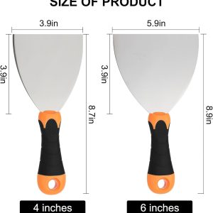 2-Piece Spackle Knife Set：4"，and 6" Professional Putty Knives - Paint Scraper and Drywall Tools for Wall Repair- - Image 2
