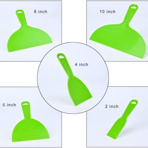 5 Pcs Putty Knife, Large Size Pack, Flexible Plastic Paint Scraper Tool for Spackling, Wallpaper Scraper Plastic, Spatula Scraper, Spackle Tools - Image 2