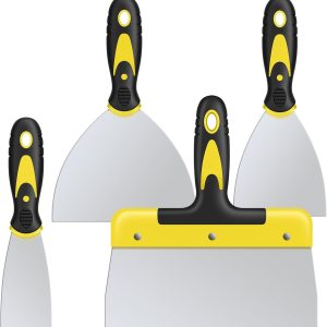 Putty Knife Set, 4PCS Stainless Steel Scraper Paint Tool with Comfortable Grip for Drywall Repair, Wallpaper Removal and Plaster Scraping(2,4,6,8in) - Image 1