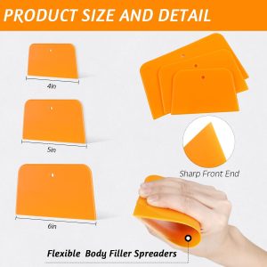 Body Filler Spreaders Plastic Tools for Automotive Applying Putties Glazes Caulks and Paint(6 Pcs,3 Sizes) - Image 2