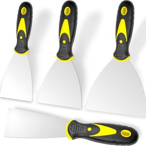 Putty Knife, 4Pcs Spackle Knife Set (2, 3, 4, 5 in), Stainless Steel Paint Scraper, Taping Knife Tool for Repairing Drywall, Removing Wallpaper, Applying Putty, Plaster, Cement, Adhesive - Image 1