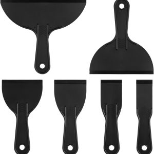 6 Pcs Plastic Putty Knife, Flexible Paint Scraper Tool, Black Spackle Tool Puttys Knifes Set for Repairing Walls, Pasting Plaster, Scraping Putty Plastic Puttys Knife Scraper - Image 1