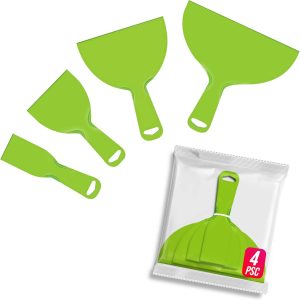 4 Pack Putty Knife, Large Size Pack, Flexible Plastic Paint Scraper Tool for Spackling, Wallpaper Scraper Plastic, Spatula Scraper, Spackle Tools - Image 1