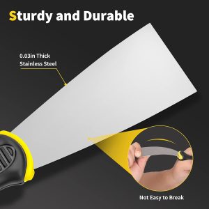 Putty Knife, 4Pcs Spackle Knife Set (2, 3, 4, 5 in), Stainless Steel Paint Scraper, Taping Knife Tool for Repairing Drywall, Removing Wallpaper, Applying Putty, Plaster, Cement, Adhesive - Image 2