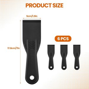 6 PCS Plastic Putty Knife, 2 Inch Black Flexible Putty Knife Scraper, Used for Repairing Walls, Pasting Plaster, Scraping Putty Plastic Putty Knife Scraper - Image 2
