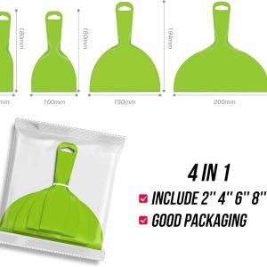 4 Pack Putty Knife, Large Size Pack, Flexible Plastic Paint Scraper Tool for Spackling, Wallpaper Scraper Plastic, Spatula Scraper, Spackle Tools - Image 2