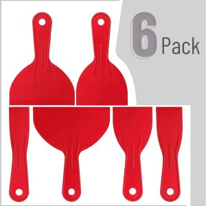 6 Pack Plastic Putty Knife Set - Paint Scraper, Spackle Tool, Spreader - Image 2