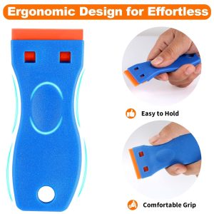 Plastic Razor Blade Scraper, 2PCS Scraper Tool with 60PCS Plastic Blades, Cleaning Scraper Remover for Stickers, Decals, Adhesive, Labels, Paint, Glass, Car, Window, Caulk, No Scratches - Image 2